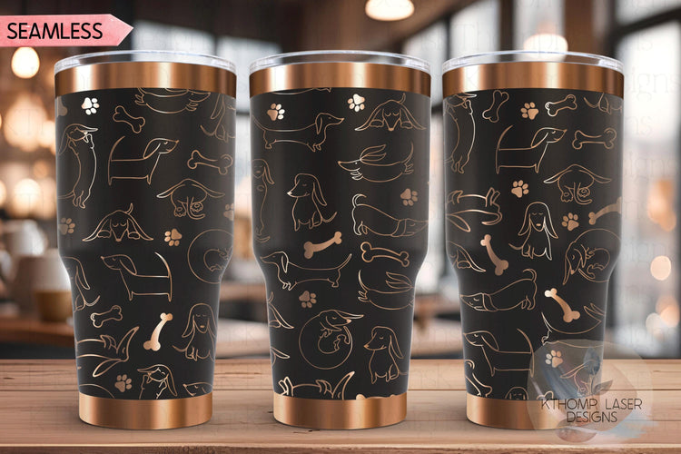 Doodle Dachshunds Tumbler Wrap SVG | 20oz and 30oz Laser Engraving File | Rotary Engrave Digital Design | Dog Lover Gift