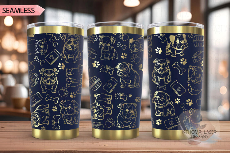 English Bulldog Tumbler Wrap SVG | 20oz and 30oz Laser Engraving File | Rotary Engrave Digital Design | Dog Lover Gift