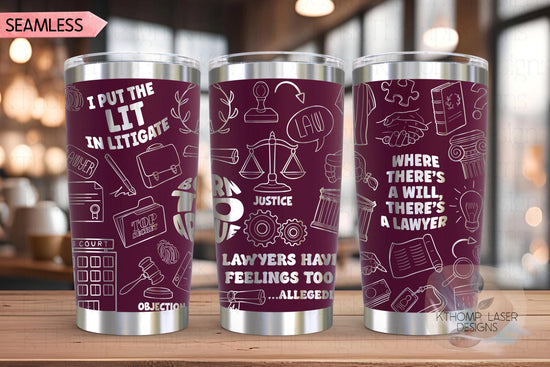 Lawyer Attorney Law Tumbler Wrap SVG | 20oz and 30 oz Laser Engraving File | Rotary Ready Digital Design | Career Gift SVG