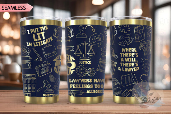 Lawyer Attorney Law Tumbler Wrap SVG | 20oz and 30 oz Laser Engraving File | Rotary Ready Digital Design | Career Gift SVG