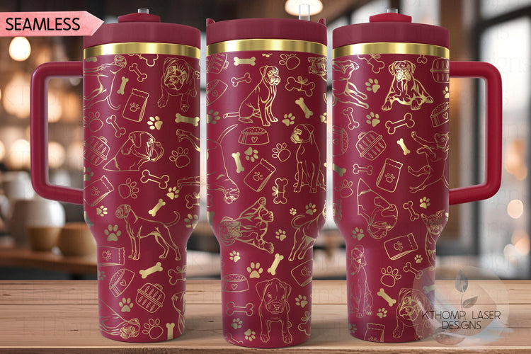 Boxer Tumbler Wrap SVG | 40oz Laser Engraving File | Rotary Engrave Digital Design | Dog Lover Gift