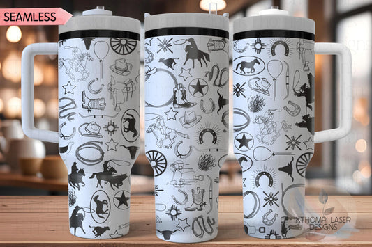 Western Cowboy Tumbler Wrap SVG | 40oz Laser Engraving File | Rotary Ready Digital Design | Western Farm SVG