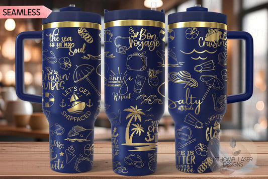 Cruise Vacation Cruise Ship Tumbler Wrap SVG | 40oz Laser Engraving File | Rotary Ready Digital Design | Hobby Travel SVG