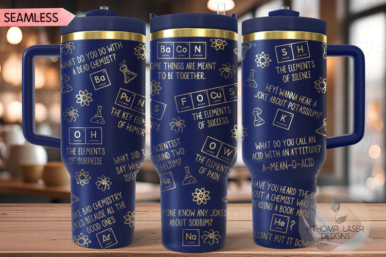Periodic Puns Tumbler Wrap SVG | 40oz Laser Engraving File | Rotary Ready Digital Design | Career Gift SVG