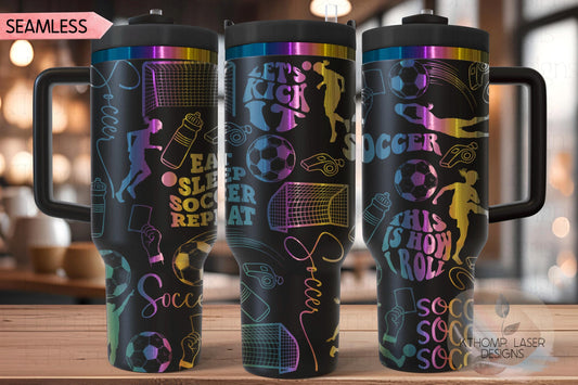 Soccer Fan Female Tumbler Wrap SVG | 40oz Laser Engraving File | Rotary Ready Digital Design | Sports Fan SVG