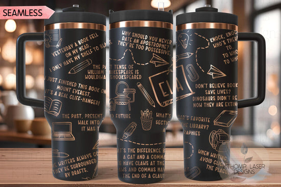 ELA Puns Tumbler Wrap SVG | 40oz Laser Engraving File | Rotary Ready Digital Design | Career Gift SVG