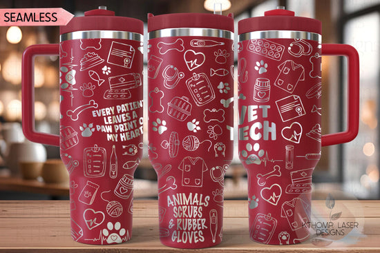 Veterinarian Vet Tech Tumbler Wrap SVG | 40oz Laser Engraving File | Rotary Ready Digital Design | Career Gift SVG