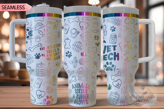 Veterinarian Vet Tech Tumbler Wrap SVG | 40oz Laser Engraving File | Rotary Ready Digital Design | Career Gift SVG