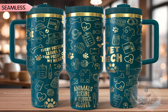 Veterinarian Vet Tech Tumbler Wrap SVG | 40oz Laser Engraving File | Rotary Ready Digital Design | Career Gift SVG