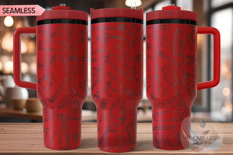 Dentist Tumbler Wrap SVG | 40oz Laser Engraving File | Rotary Ready Digital Design | Career Gift SVG
