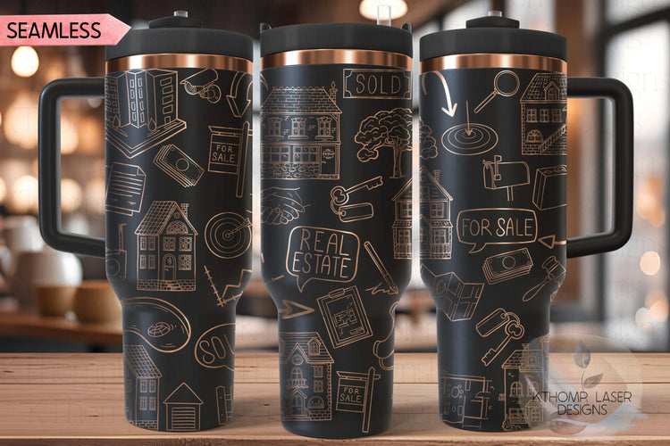Real Estate Agent New Home Buying Tumbler Wrap SVG | 40oz Laser Engraving File | Rotary Ready Digital Design | Career Gift SVG
