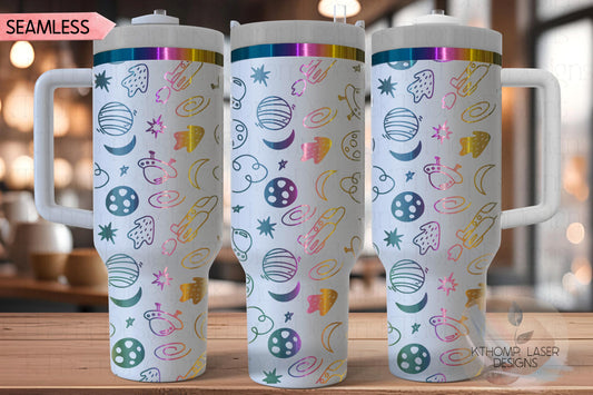 Space Doodles Tumbler Wrap SVG | 40oz Laser Engraving File | Rotary Ready Digital Design | Career Gift SVG