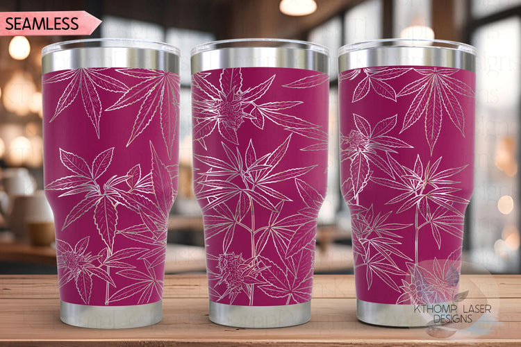Cannabis Tumbler Wrap SVG | 20oz and 30oz Laser Engraving File | Rotary Engrave Digital Design | Floral SVG Design