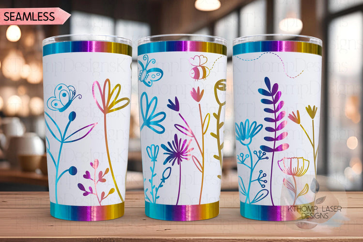 Floral Garden Tumbler Wrap SVG | 20oz and 30oz Laser Engraving File | Rotary Engrave Digital Design | Floral SVG Design