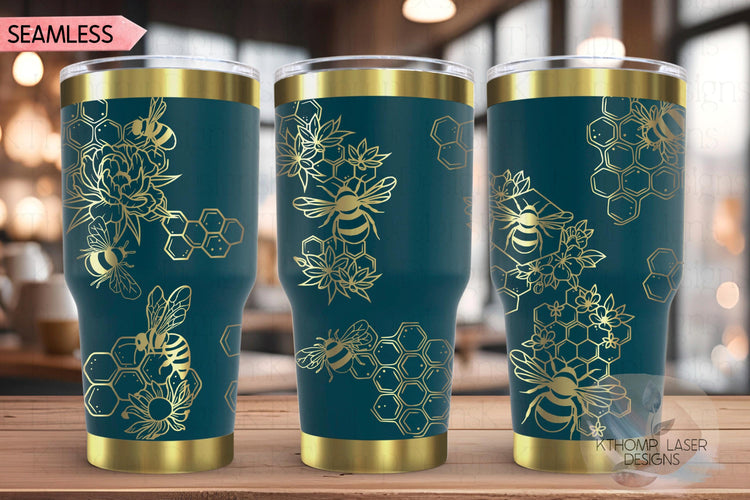 Honey Bees Tumbler Wrap SVG | 20oz and 30oz Laser Engraving File | Rotary Ready Digital Design | Exotic Animal SVG
