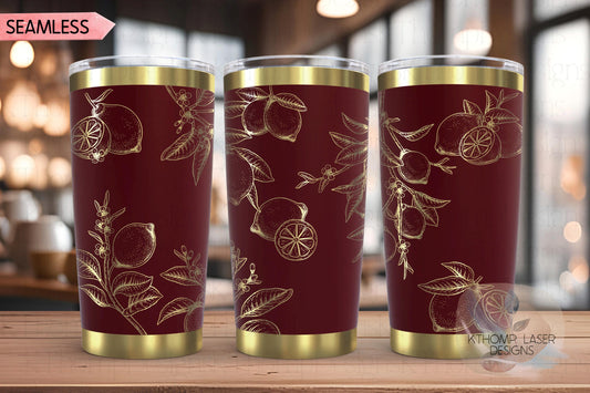 Lemons Tumbler Wrap SVG | 20oz and 30oz Laser Engraving File | Rotary Ready Digital Design | Foodie SVG