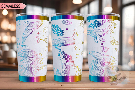 Whales Tumbler Wrap SVG | 20oz and 30oz Laser Engraving File | Rotary Ready Digital Design | Ocean Nautical SVG