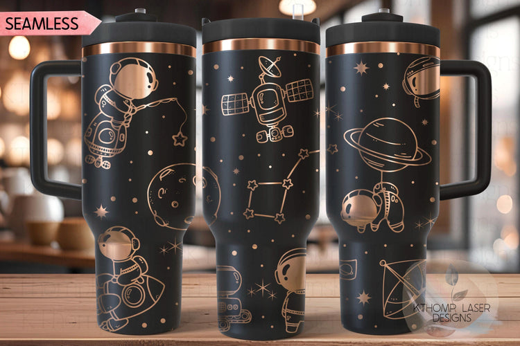 Astronauts Outer Space Galaxy Tumbler Wrap SVG | 40oz Laser Engraving File | Rotary Ready Digital Design | Career Gift SVG