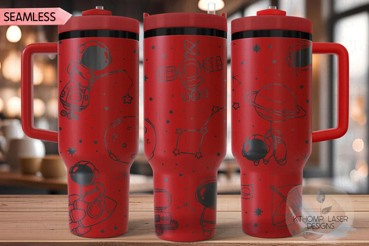 Astronauts Outer Space Galaxy Tumbler Wrap SVG | 40oz Laser Engraving File | Rotary Ready Digital Design | Career Gift SVG