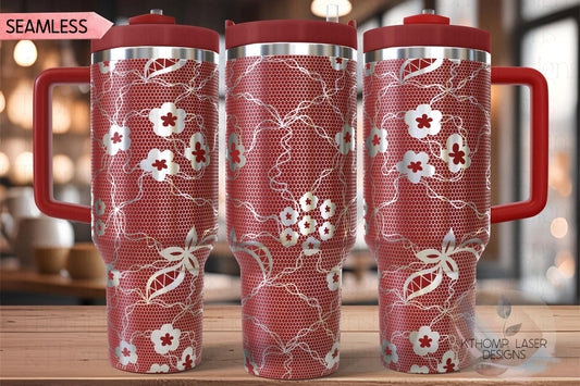 Sexy Lace Pattern Tumbler Wrap SVG | 40oz Laser Engraving File | Rotary Ready Digital Background SVG