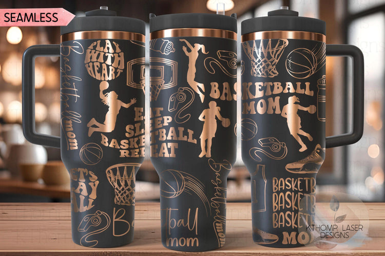 Basketball Mom Tumbler Wrap SVG | 40oz Laser Engraving File | Rotary Ready Digital Design | Mom Life SVG