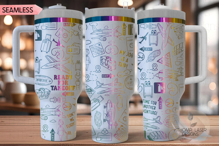 Flight Attendant Tumbler Wrap SVG | 40oz Laser Engraving File | Rotary Ready Digital Design | Career Gift SVG