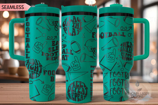 Football Fan Tumbler Wrap SVG | 40oz Laser Engraving File | Rotary Ready Digital Design | Sports Fan SVG