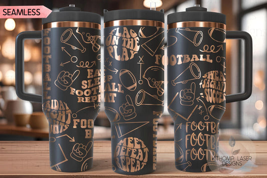 Football Fan Tumbler Wrap SVG | 40oz Laser Engraving File | Rotary Ready Digital Design | Sports Fan SVG