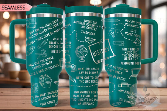 History Puns Tumbler Wrap SVG | 40oz Laser Engraving File | Rotary Ready Digital Design | Career Gift SVG
