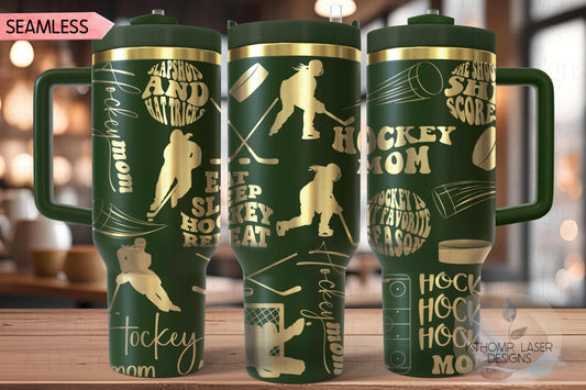 Hockey Mom Female Tumbler Wrap SVG | 40oz Laser Engraving File | Rotary Ready Digital Design | Mom Life SVG