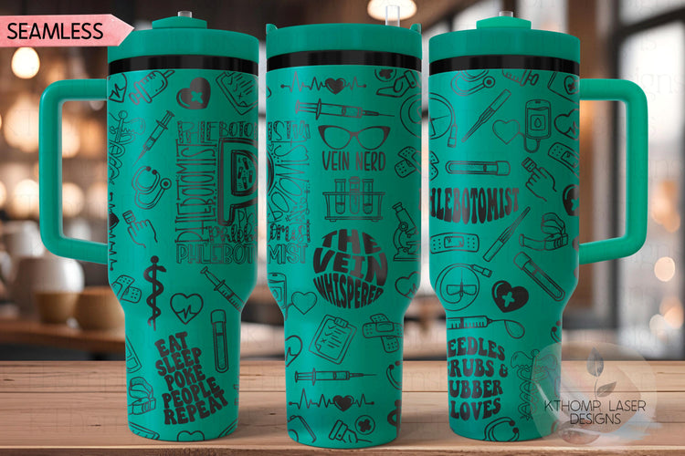 Phlebotomist Phlebotomy Tumbler Wrap SVG | 40oz Laser Engraving File | Rotary Ready Digital Design | Career Gift SVG