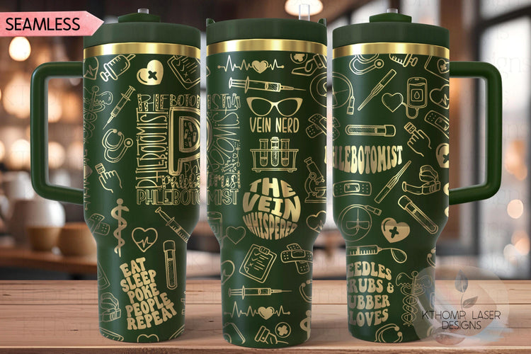 Phlebotomist Phlebotomy Tumbler Wrap SVG | 40oz Laser Engraving File | Rotary Ready Digital Design | Career Gift SVG