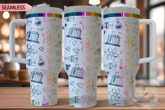 Science Doodles Tumbler Wrap SVG | 40oz Laser Engraving File | Rotary Ready Digital Design | Career Gift SVG