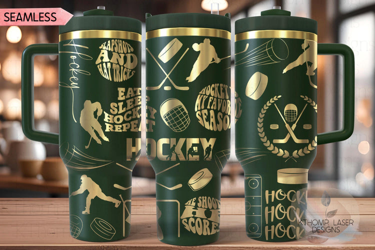 Hockey Male Tumbler Wrap SVG | 40oz Laser Engraving File | Rotary Ready Digital Design | Sports Fan SVG
