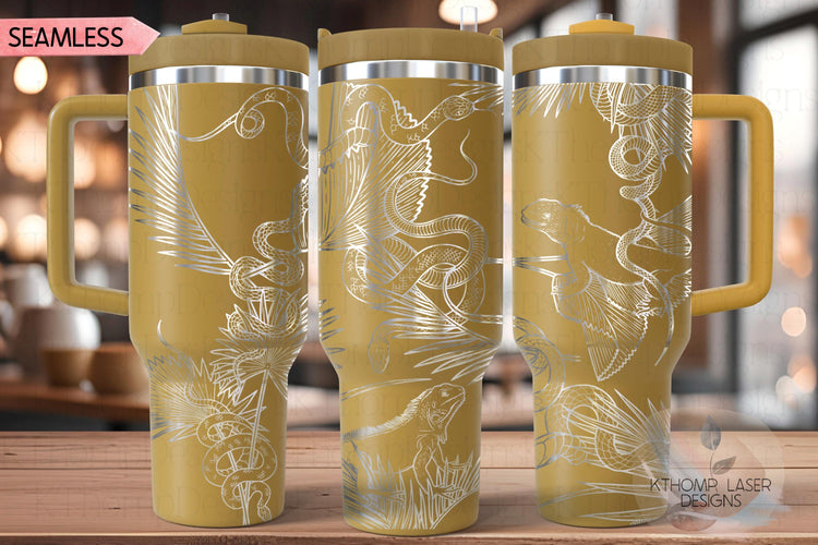 Iguanas and Snakes Tumbler Wrap SVG | 40oz Laser Engraving File | Rotary Ready Digital Design | Jungle Theme SVG