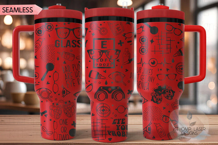 Optometry Optometrist Ophthalmologist Tumbler Wrap SVG | 40oz Laser Engraving File | Rotary Ready Digital Design | Career Gift SVG