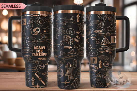 Pilot Travel Airline Captain Tumbler Wrap SVG | 40oz Laser Engraving File | Rotary Ready Digital Design | Career Gift SVG