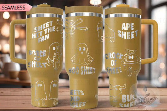 Sheet Costumes Funny Holiday Tumbler Wrap SVG | 40oz Laser Engraving File | Rotary Ready Digital Design | Seasonal SVG