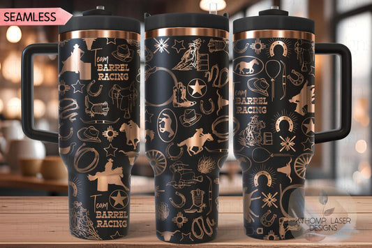 Team Barrel Racing Rodeo Cowboy Tumbler Wrap SVG | 40oz Laser Engraving File | Rotary Ready Digital Design | Western Farm SVG
