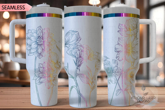 Wildflowers Tumbler Wrap SVG | 40oz Laser Engraving File | Rotary Engrave Digital Design | Floral SVG Design
