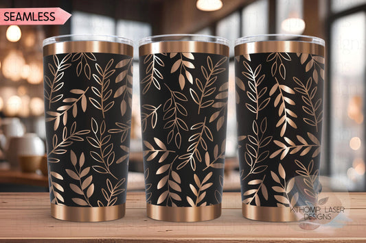 Abstract Leaves Tumbler Wrap SVG | 20oz and 30oz Laser Engraving File | Rotary Engrave Digital Design | Floral SVG Design