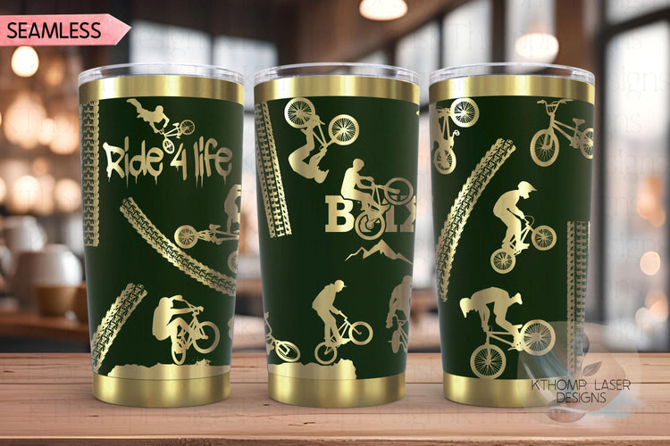 BMX Biker BMX Racing Tumbler Wrap SVG | 20oz and 30oz Laser Engraving File | Rotary Ready Digital Design | Sports Fan Digital Design