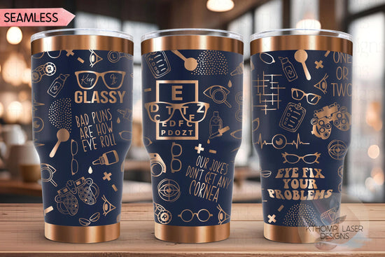 Optometry Optometrist Ophthalmologist Tumbler Wrap SVG | 20oz and 30oz Laser Engraving File | Rotary Ready Digital Design | Career Gift SVG
