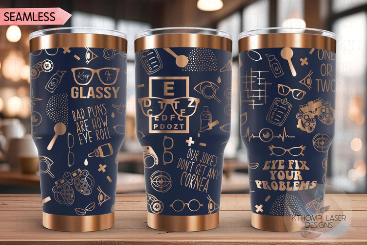 Optometry Optometrist Ophthalmologist Tumbler Wrap SVG | 20oz and 30oz Laser Engraving File | Rotary Ready Digital Design | Career Gift SVG