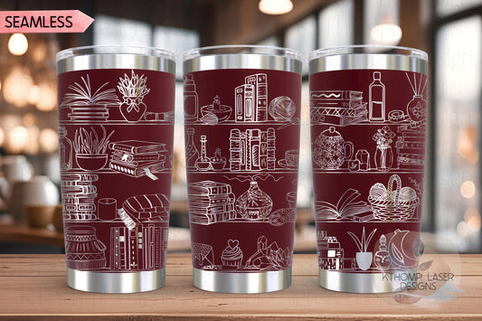 Self Care Shelves Tumbler Wrap SVG | 20oz and 30oz Laser Engraving File | Rotary Ready Digital Design | Support Awareness SVG