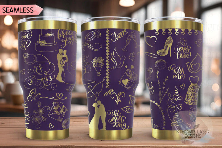 Wedding Bride Marriage Tumbler Wrap SVG | 20oz and 30oz Laser Engraving File | Rotary Ready Digital Design | Graduation Wedding SVG