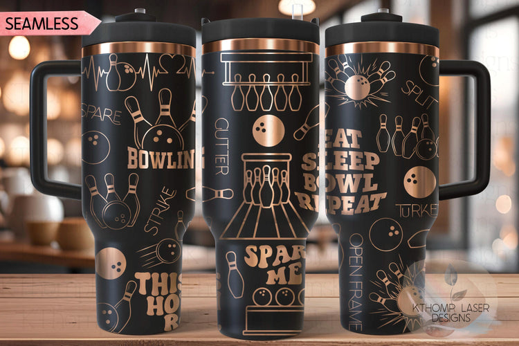 Bowler Bowling League Tumbler Wrap SVG | 40oz Laser Engraving File | Rotary Ready Digital Design | Sports Fan SVG