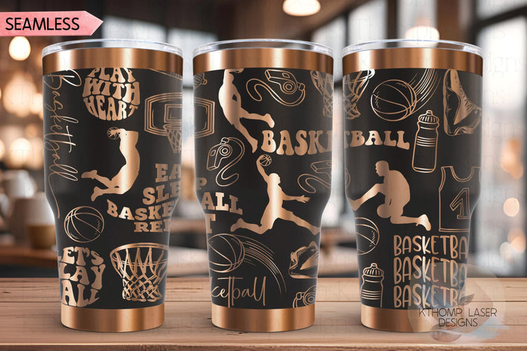 Basketball Fan Male Sports Tumbler Wrap SVG | 20oz and 30oz Laser Engraving File | Rotary Ready Digital Design | Sports Fan SVG