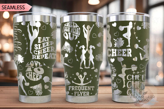 Cheer Tumbler Wrap SVG | 20oz and 30oz Laser Engraving File | Rotary Ready Digital Design | Sports Fan SVG