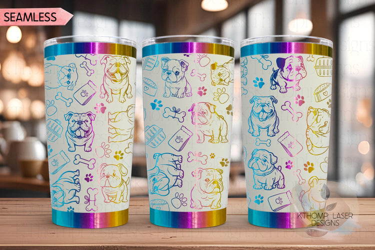 English Bulldog Tumbler Wrap SVG | 20oz and 30oz Laser Engraving File | Rotary Engrave Digital Design | Dog Lover Gift